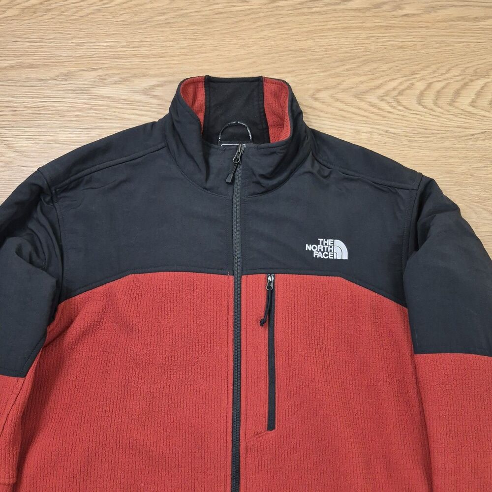 The North Face Denali Fleece Jacket Mens XL Orange Gray Full Zip Colorblock